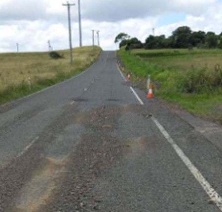 Series of sequential post event photos, captured at regular intervals demonstrating the continuous extent of the shoulder scour damage to the asset.  1. Photos taken from vehicle, as well as close up demonstrating depth of scours & quantities. 