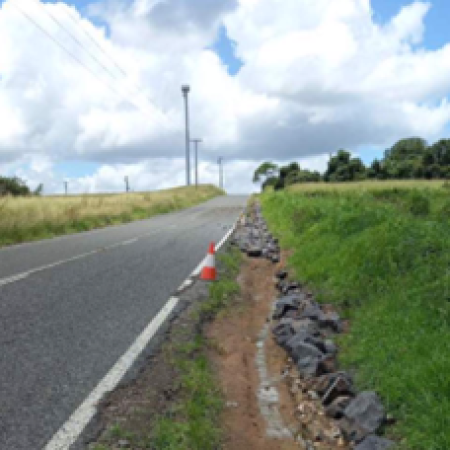 Series of sequential post event photos, captured at regular intervals demonstrating the continuous extent of the shoulder scour damage to the asset.  1. Photos taken from vehicle, as well as close up demonstrating depth of scours & quantities. 