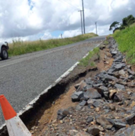 Series of sequential post event photos, captured at regular intervals demonstrating the continuous extent of the shoulder scour damage to the asset.  1. Photos taken from vehicle, as well as close up demonstrating depth of scours & quantities. 